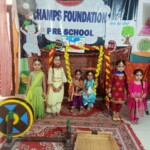 "Our little champs are celebrating Teej with joy, learning about the festival’s traditions and enjoying colorful activities at Champs Foundation Preschool & Day Boarding! "Preschoolers celebrating Teej Festival with colorful decorations, traditional activities, and fun celebrations at Champs Foundation Preschool & Day Boarding